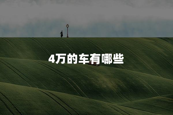 4万的车有哪些